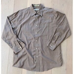 Orvis Mens Glen Plaid Button Down Shirt Brown 100% Cotton Long Sleeve Large